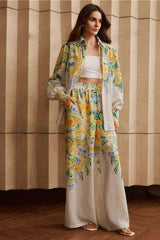 Floral-Print Wide-Leg Pants & Button-Up Shirt image 1