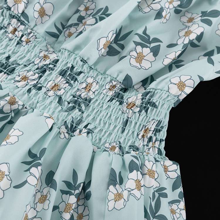 Floral Puff Sleeve Dress with Smocked Waist and Tiered Skirt image 6