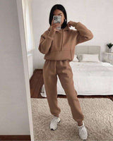 Hooded Loose Fit Sweatshirt & Joggers - XL, Brown image