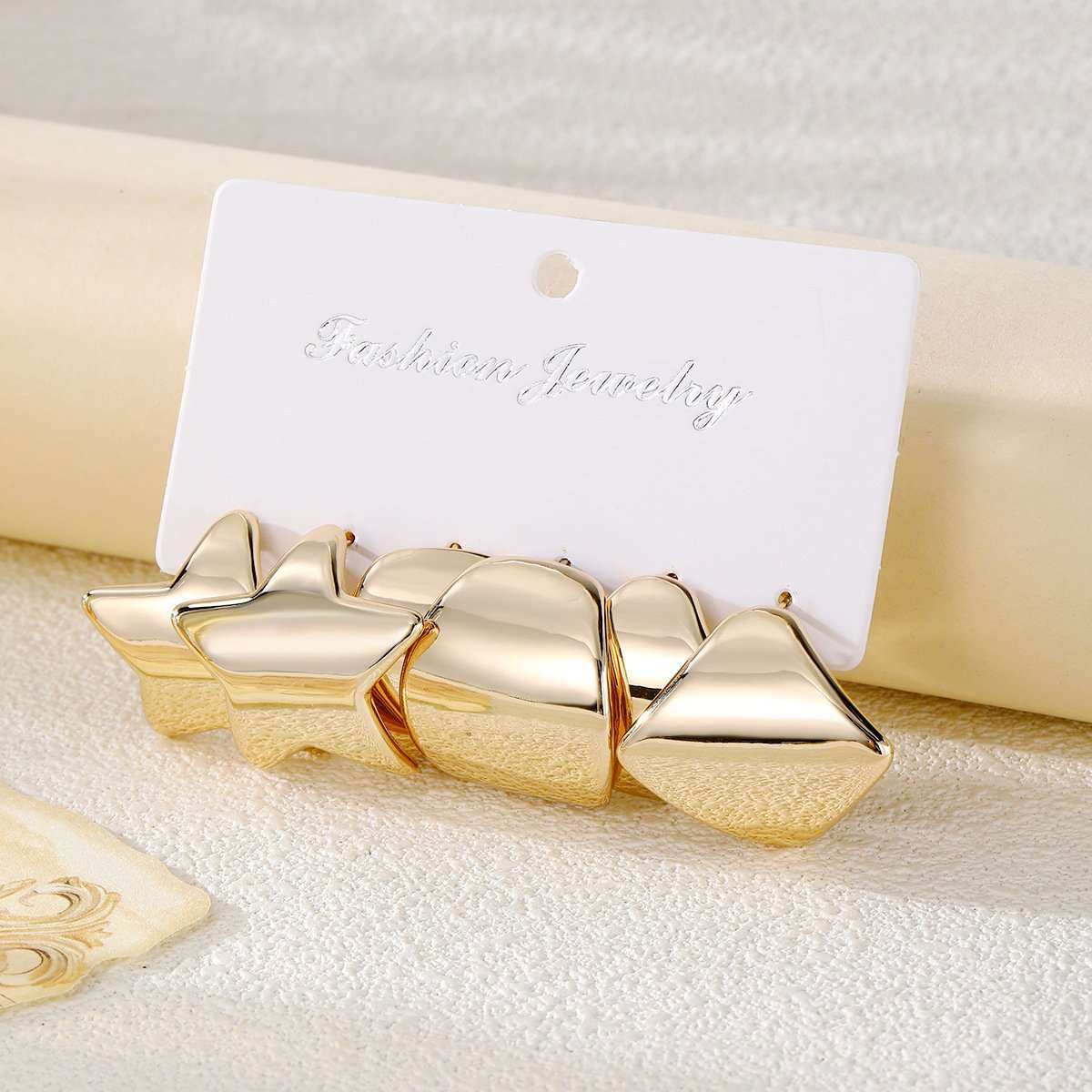 Elegant Star & Geometric Earrings Set image 0