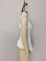 Sleeveless Peplum Top with Button Detailing image 5