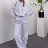 Stylish Two-Piece Tracksuit Set - L, Grey image