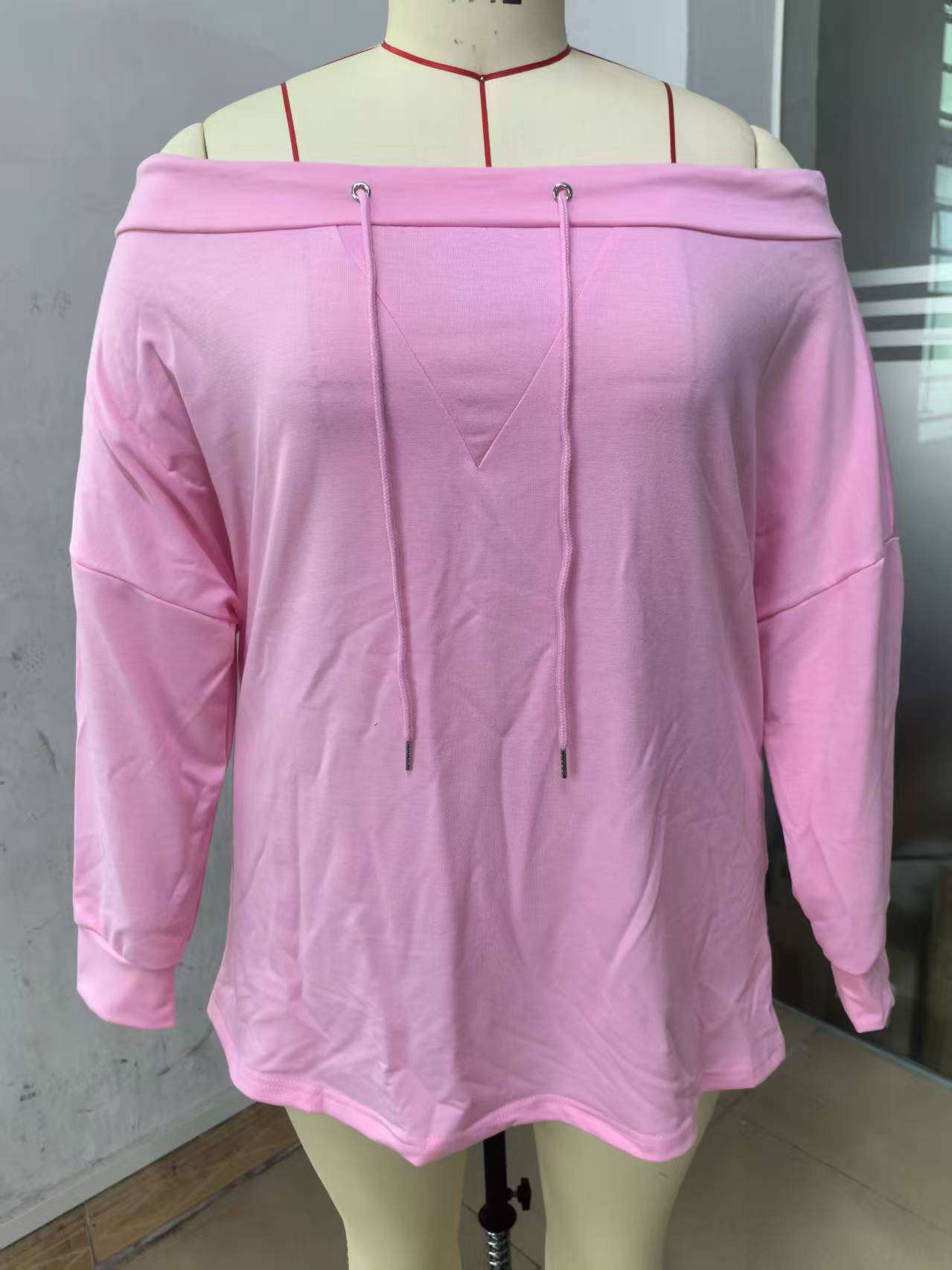 Off-Shoulder Hoodie with Drawstrings image 6