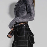 Futuristic Grey Zip-Up Bodysuit Top image 3