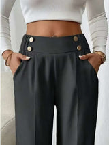Elegant Black Wide-Leg Satin Trousers image 3