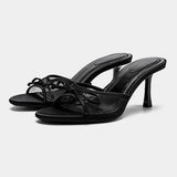 Heeled Mules with Tie Detail