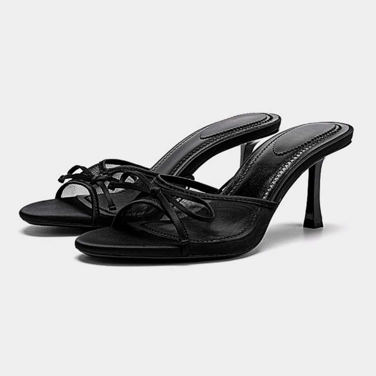 Heeled Mules with Tie Detail