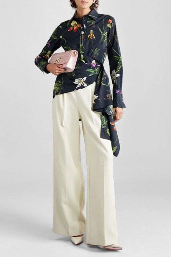 Asymmetric floral-print Shirt image 0