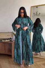 Stylish Blue Leaf Patterned Set image 1