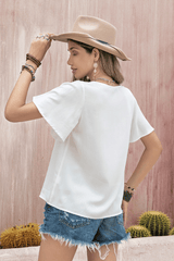 Open Shoulder Floral Printed Chiffon Loose Shirt image 3