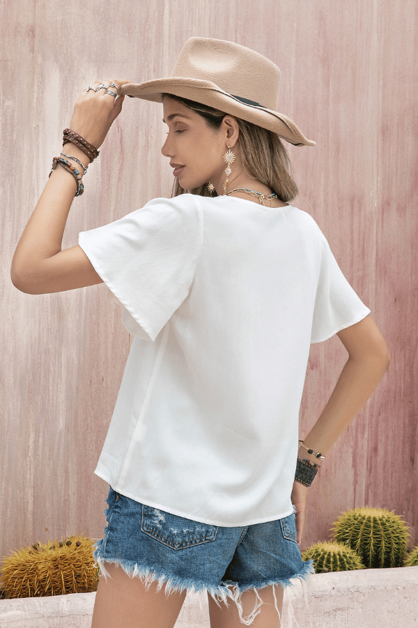 Open Shoulder Floral Printed Chiffon Loose Shirt image 3