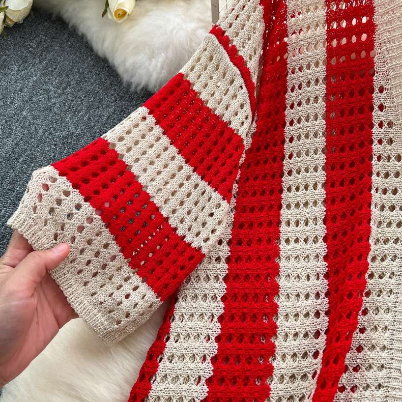 Striped Knit Set with Cardigan & Wide-Leg Pants image 5