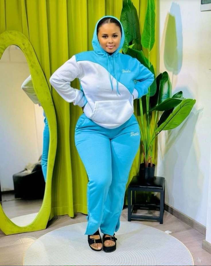 Contrast Color Casual Hoodies Sweatpants Set image 1