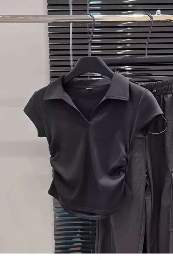 Ruched Polo Crop Top image 0