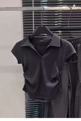 Ruched Polo Crop Top image 0