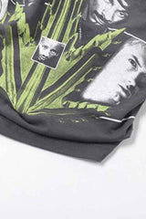 Printed Round Neck Knot Tie Cropped Tee Shirt Top image 6