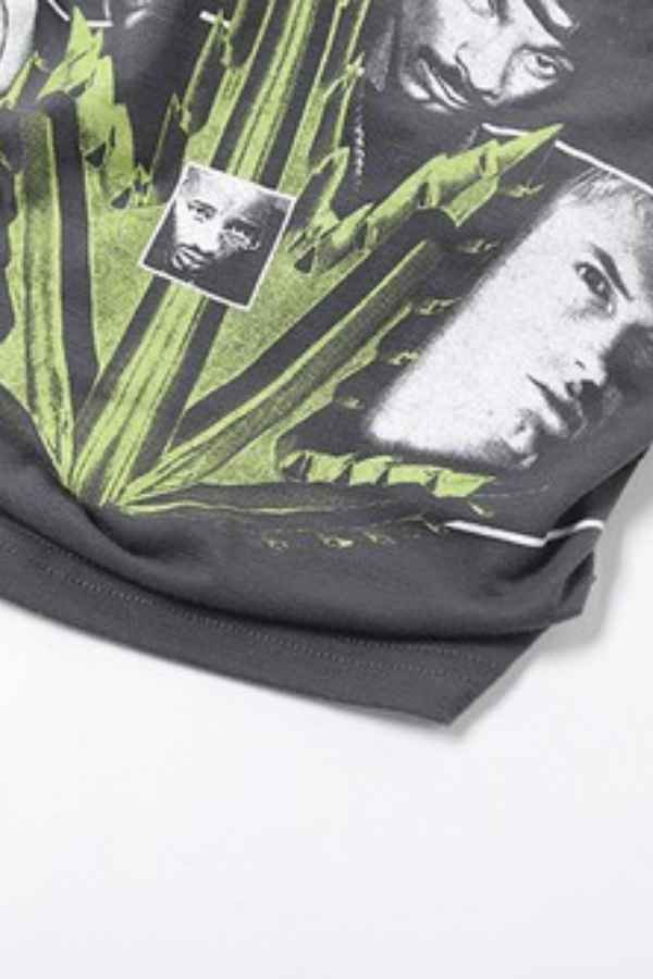 Printed Round Neck Knot Tie Cropped Tee Shirt Top image 6