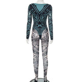 Tribal Illusion Mesh Bodysuit & Legging Set image 5