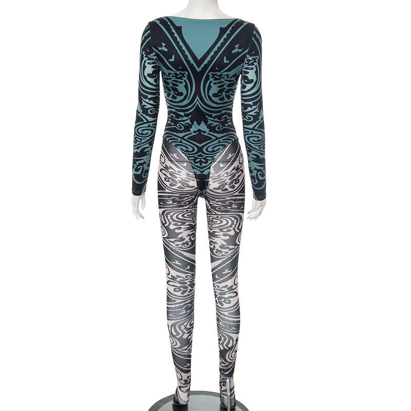 Tribal Illusion Mesh Bodysuit & Legging Set image 5