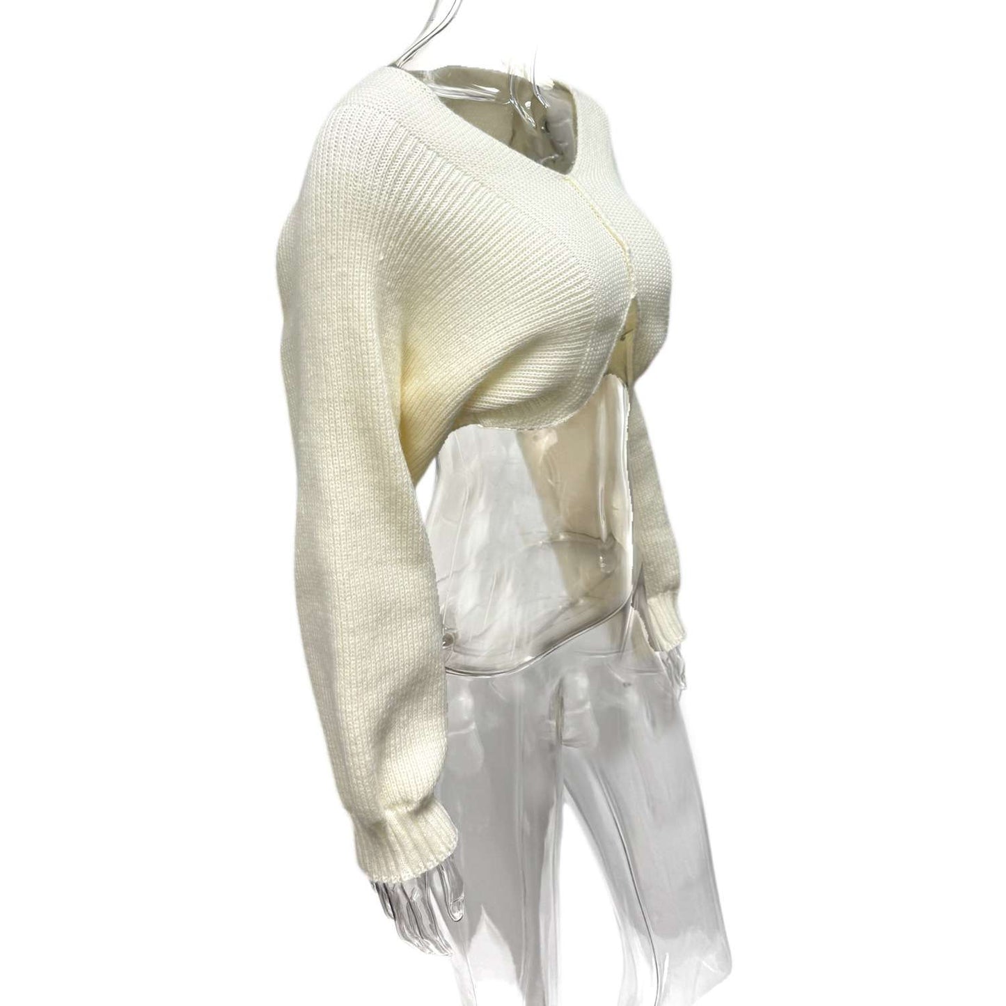 Cropped Sweater with Puff Sleeves image 5