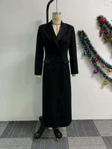 Elegant Black Double-Breasted Long Coat image 3