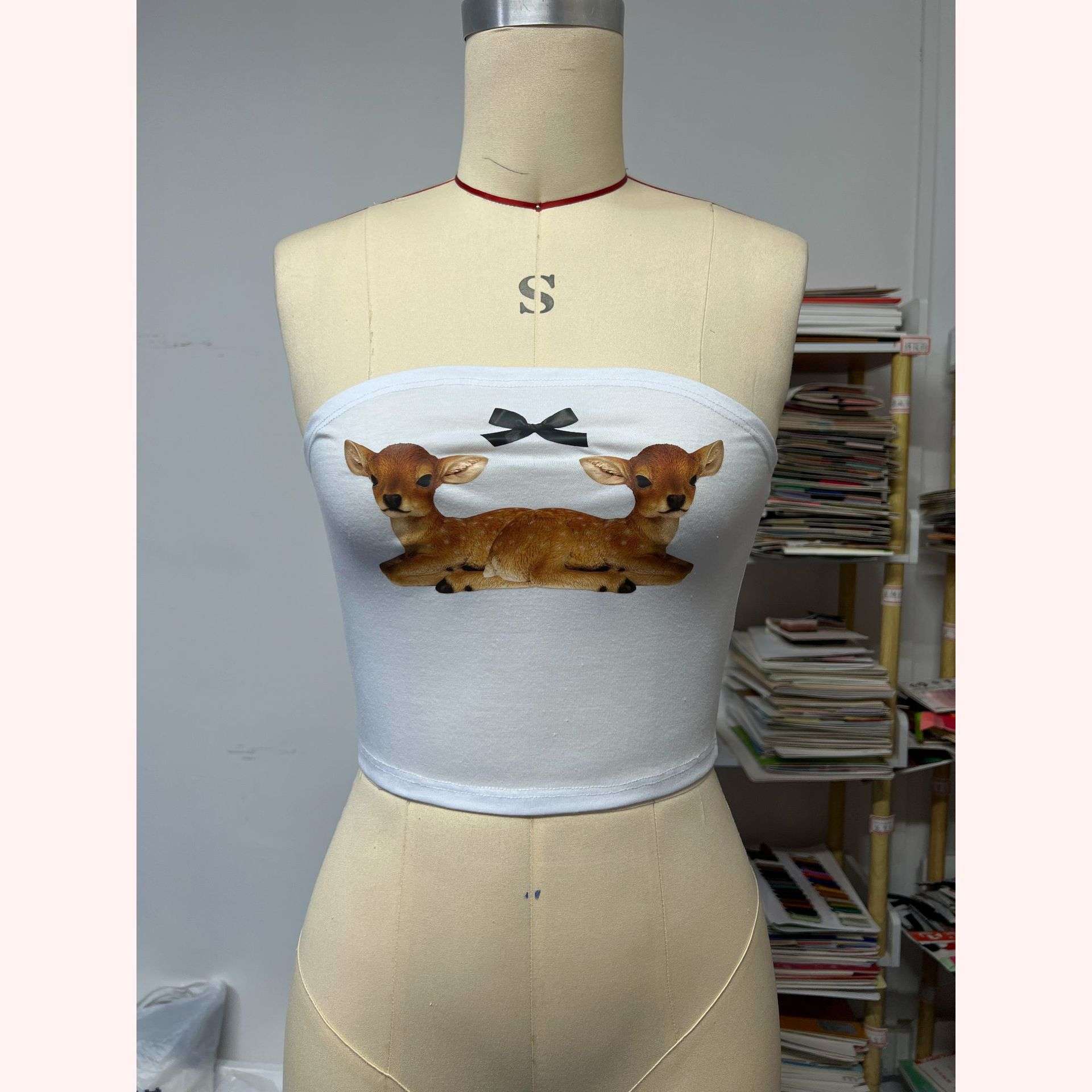 Strapless Top with Print image 2