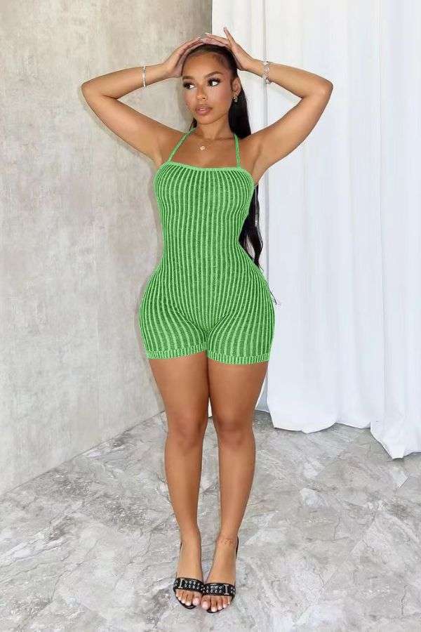 Ribbed Halter Neck Romper image 0