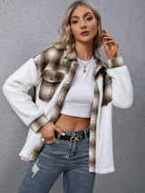 Trendy Plaid Sherpa Jacket image 3
