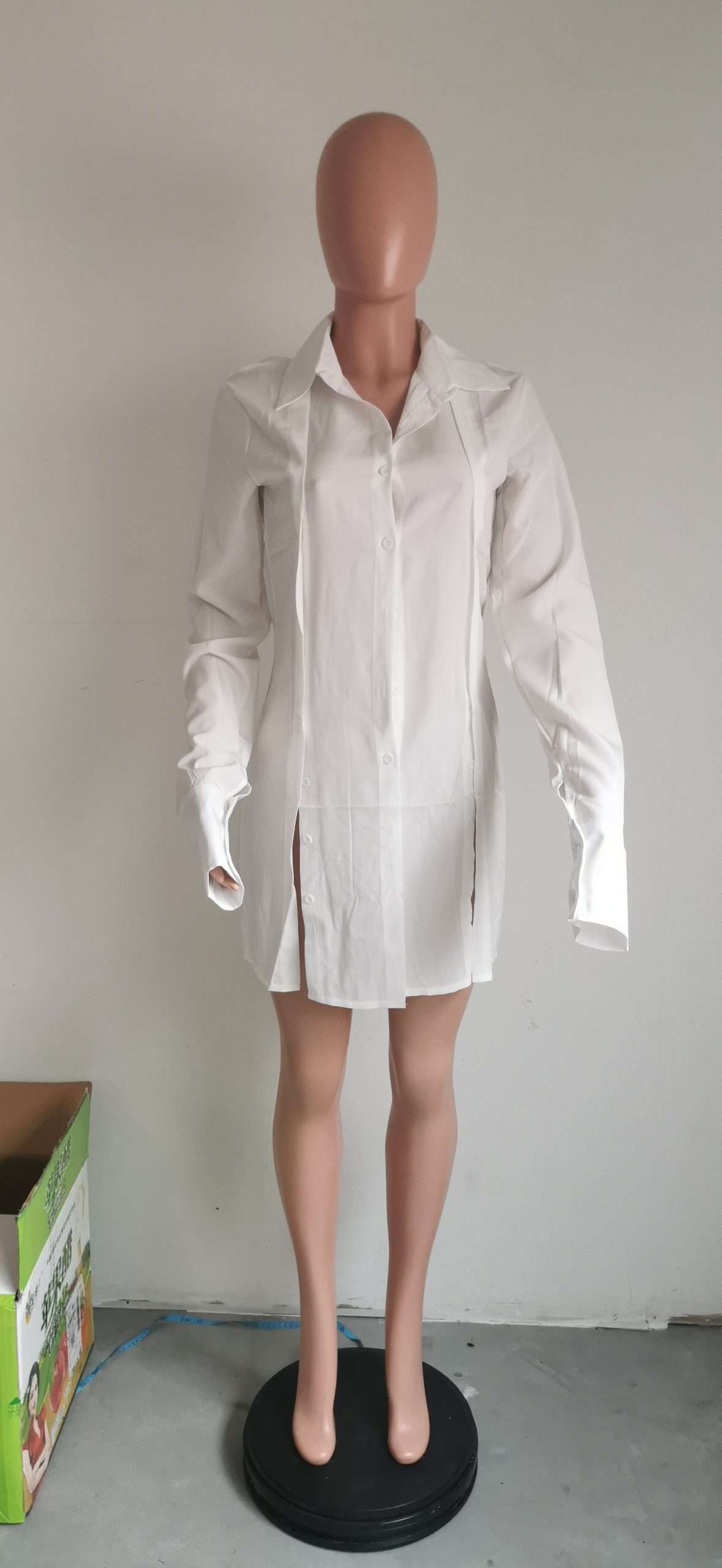 Button-Down Shirt Dress with Side Zippers image 3