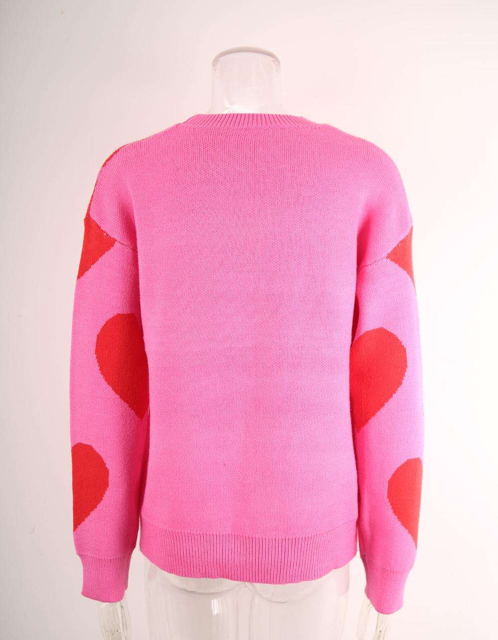 Cozy Pink Heart Pattern Sweater image 5