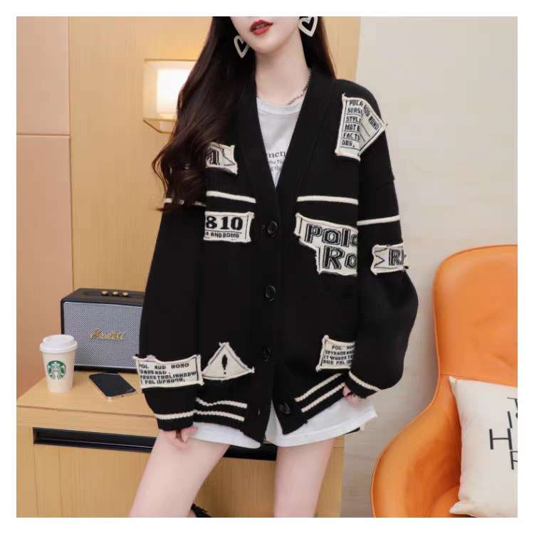 Oversized Patchwork Graphic Cardigan image 0