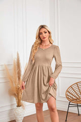 Long-sleeved Solid round neck Dress image 5