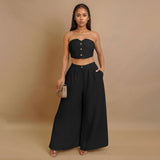 Strapless Crop Top & Wide-Leg Pants Set image 2