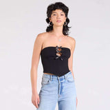 Elegant Strapless Corset Top with Decorative Ties image 5