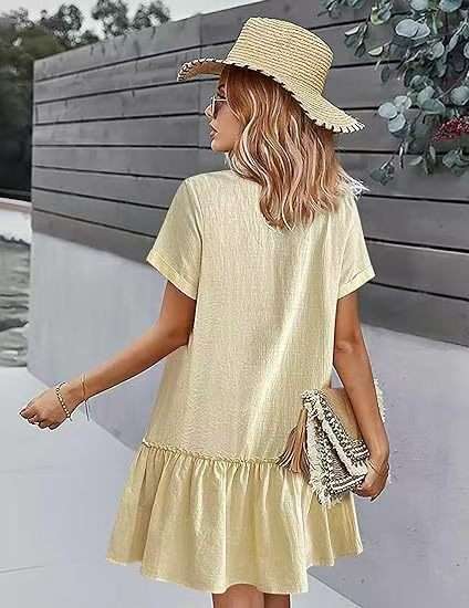 Button-Front Ruffle Hem Dress image 2