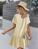 Button-Front Ruffle Hem Dress image 2