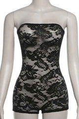 Sexy See-Through Lace Off Shoulder Sleeveless Romper image 5