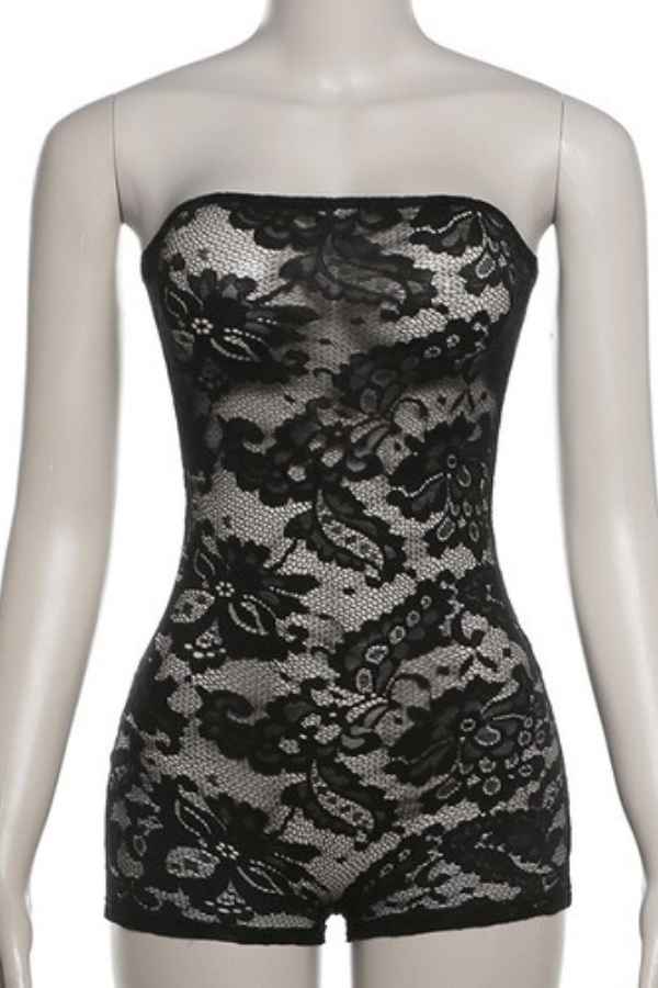 Sexy See-Through Lace Off Shoulder Sleeveless Romper image 5