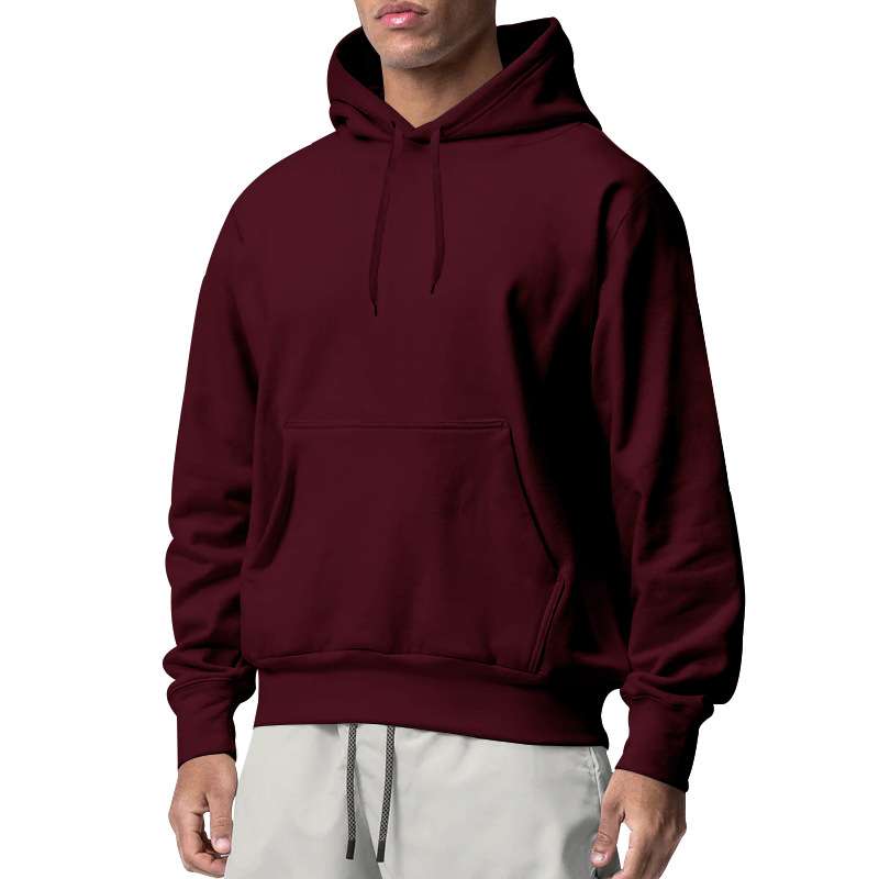 Pullover Hoodie with Kangaroo Pocket - M, Maroon image