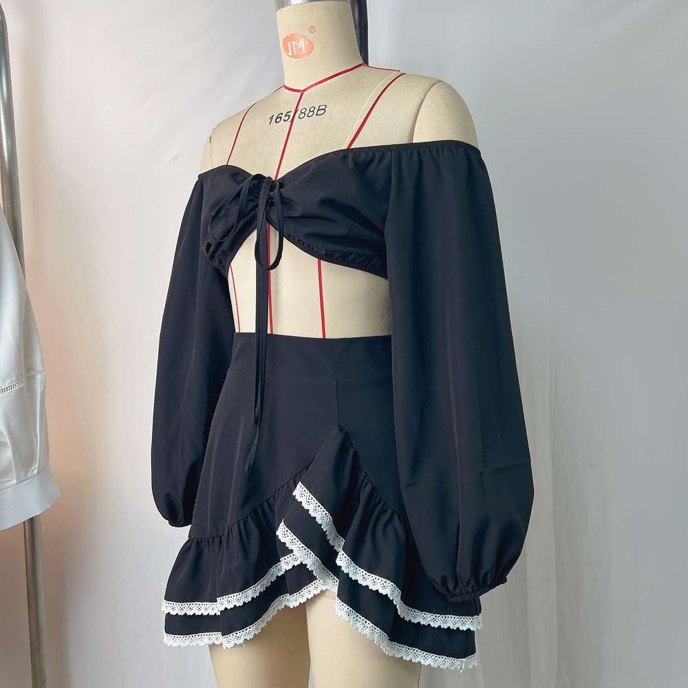 Off-Shoulder Crop Top & Ruffle Skirt Set image 3