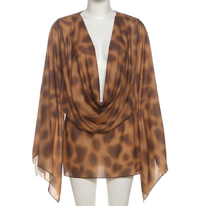 Animal Print  Dress with Deep Neckline image 6