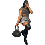 Pleated Mini Skirt - S, Grey image