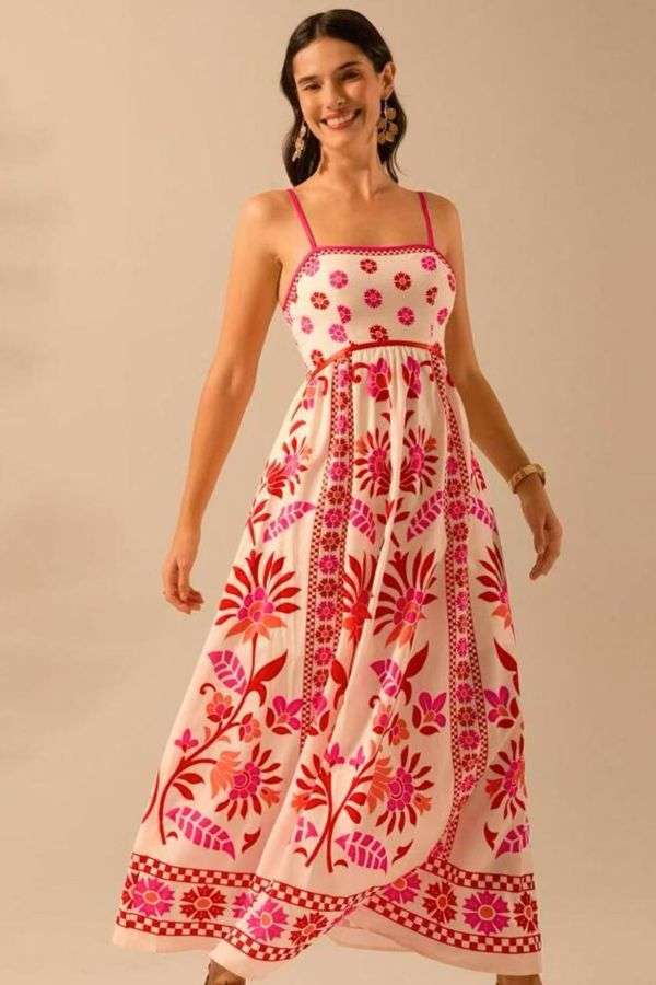 Floral Print Maxi Dress with Spaghetti Straps image 0