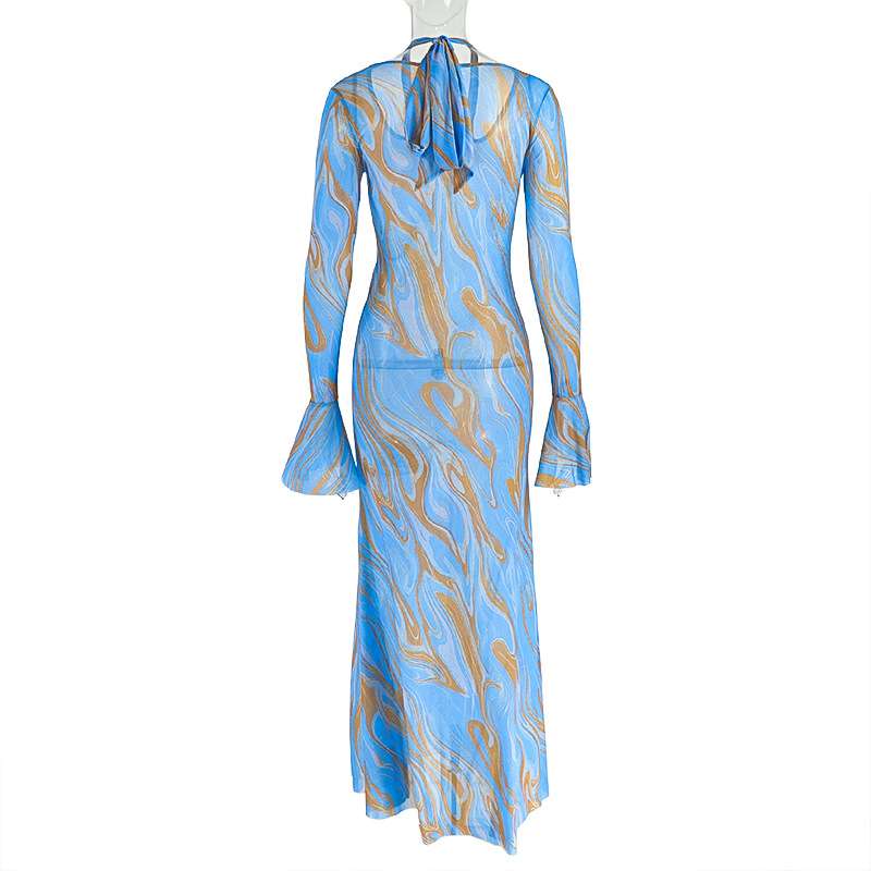 Swirl Maxi Dress with Flared Sleeves image 4