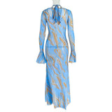 Swirl Maxi Dress with Flared Sleeves image 4
