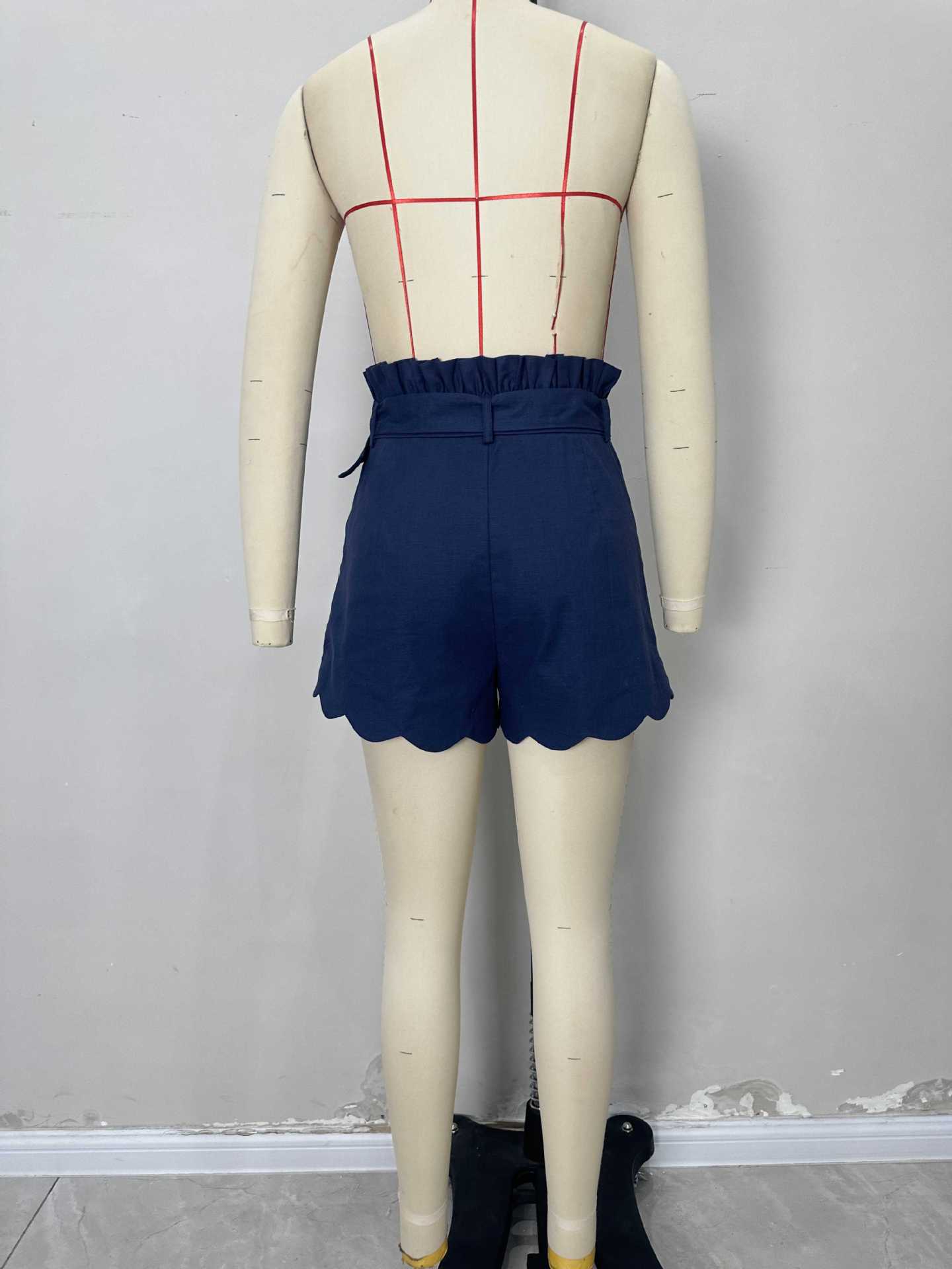 High-Waisted Paperbag Shorts with Scalloped Hem image 2