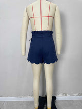 High-Waisted Paperbag Shorts with Scalloped Hem image 2