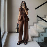 Sleeveless Top and Wide-Leg Pants Set image 3