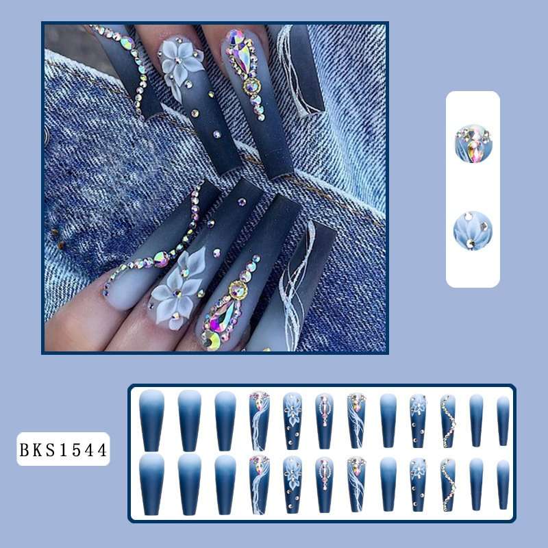 Floral Nail Art with Rhinestone Accents image 2