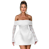 Off-Shoulder Lace-Sleeve Mini Dress image 6